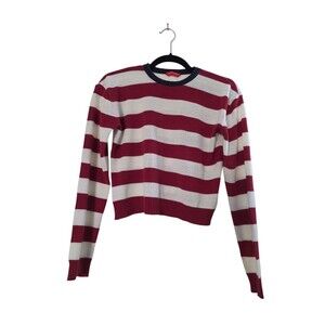 penshoppe Women's Striped Sweater Size Small Crop Top Red White